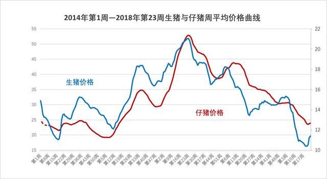 2018年第23周生猪价格、仔猪价格、玉米价格和猪粮比价分析