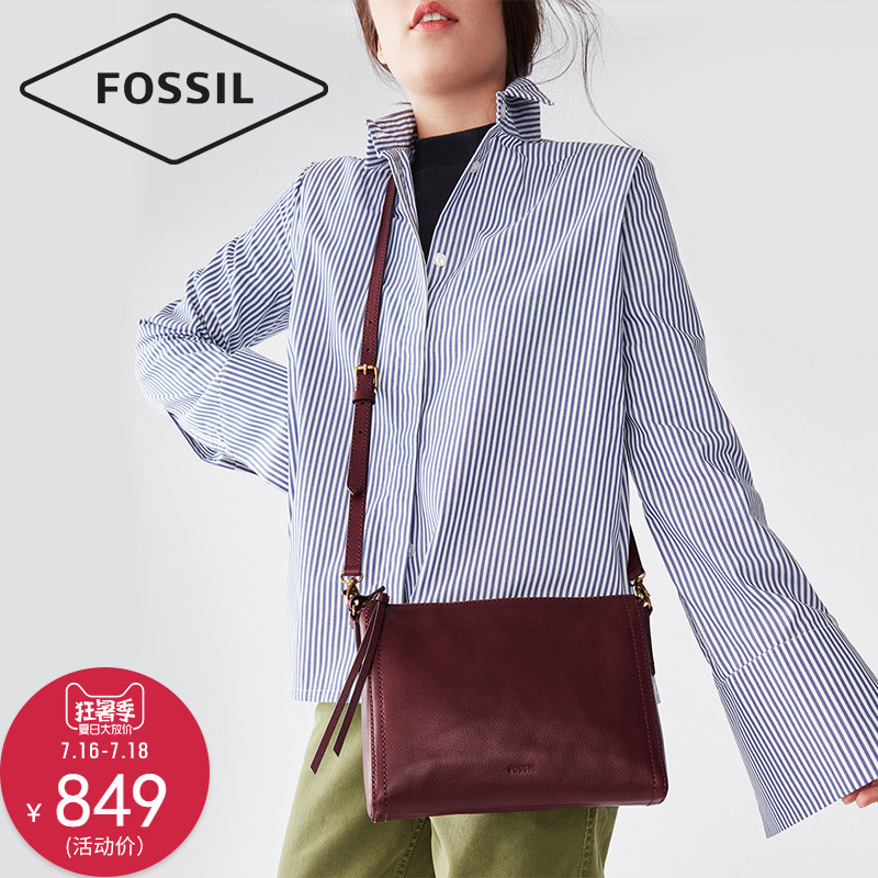 领券100元后749元-Fossil化石包包女舒适牛皮