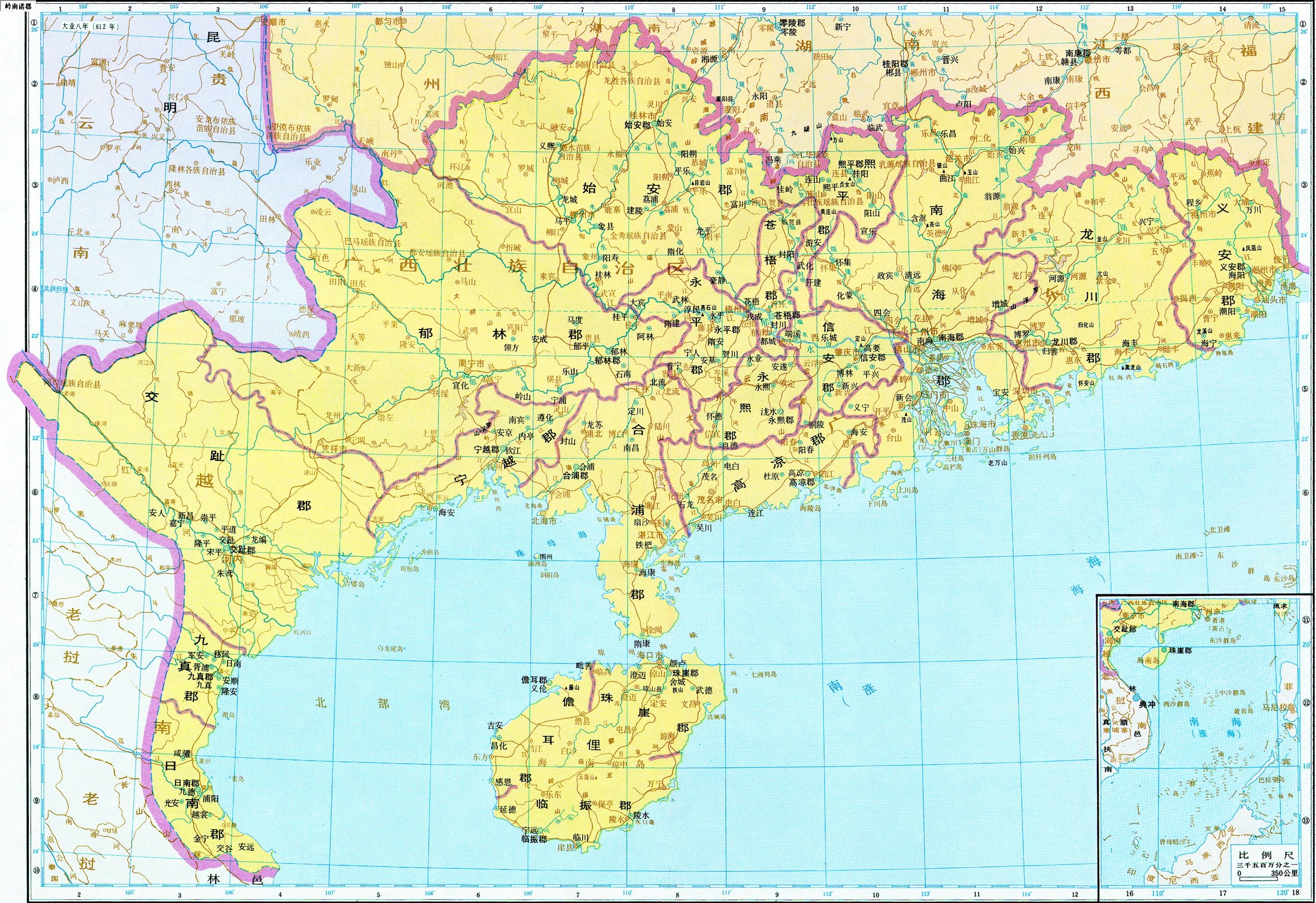 中国古代隋朝各地区地图