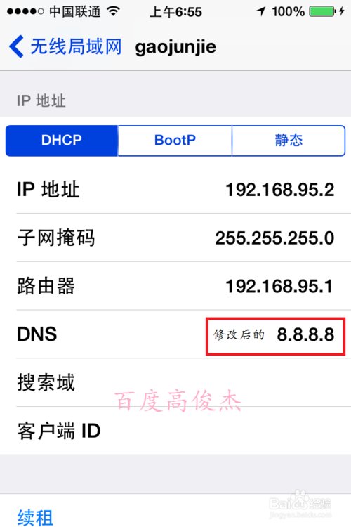 iPhone加速修改WIFI的DNS教程 百度高俊杰