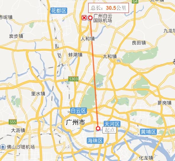 全国主要城市市中心到机场距离排行榜