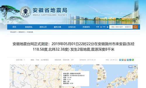 昨夜,安徽又一地方发生地震!去年至今安徽省共