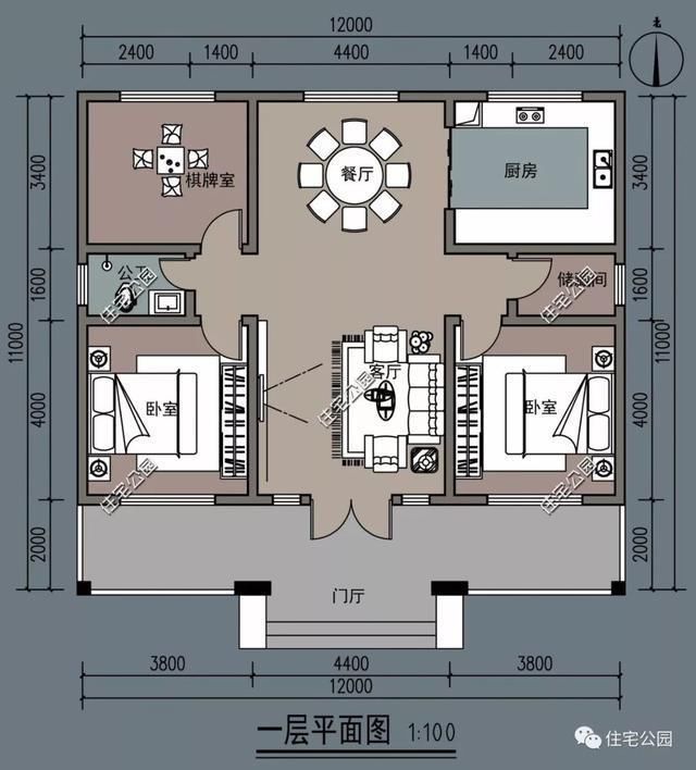 新农村平层别墅，3卧2厅11x12米小户型，2018老百姓盖房的最爱!