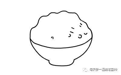 每天学一幅简笔画一碗米饭的绘画分解步骤