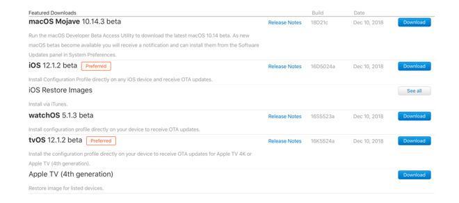 苹果发布iOS 12.1.2系统第一个开发者测试版_