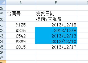 用Excel条件格式管理合同的发货日期