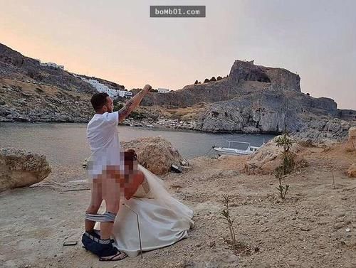 害惨别人!英国夫妻在希腊小岛拍「咸湿婚纱照