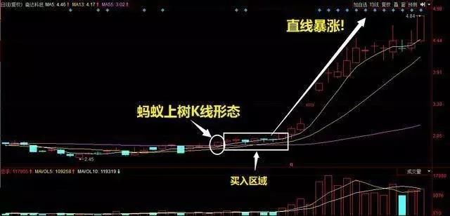 一旦出现“蚂蚁上树”形态,马上满仓介入,涨停板手到擒来!