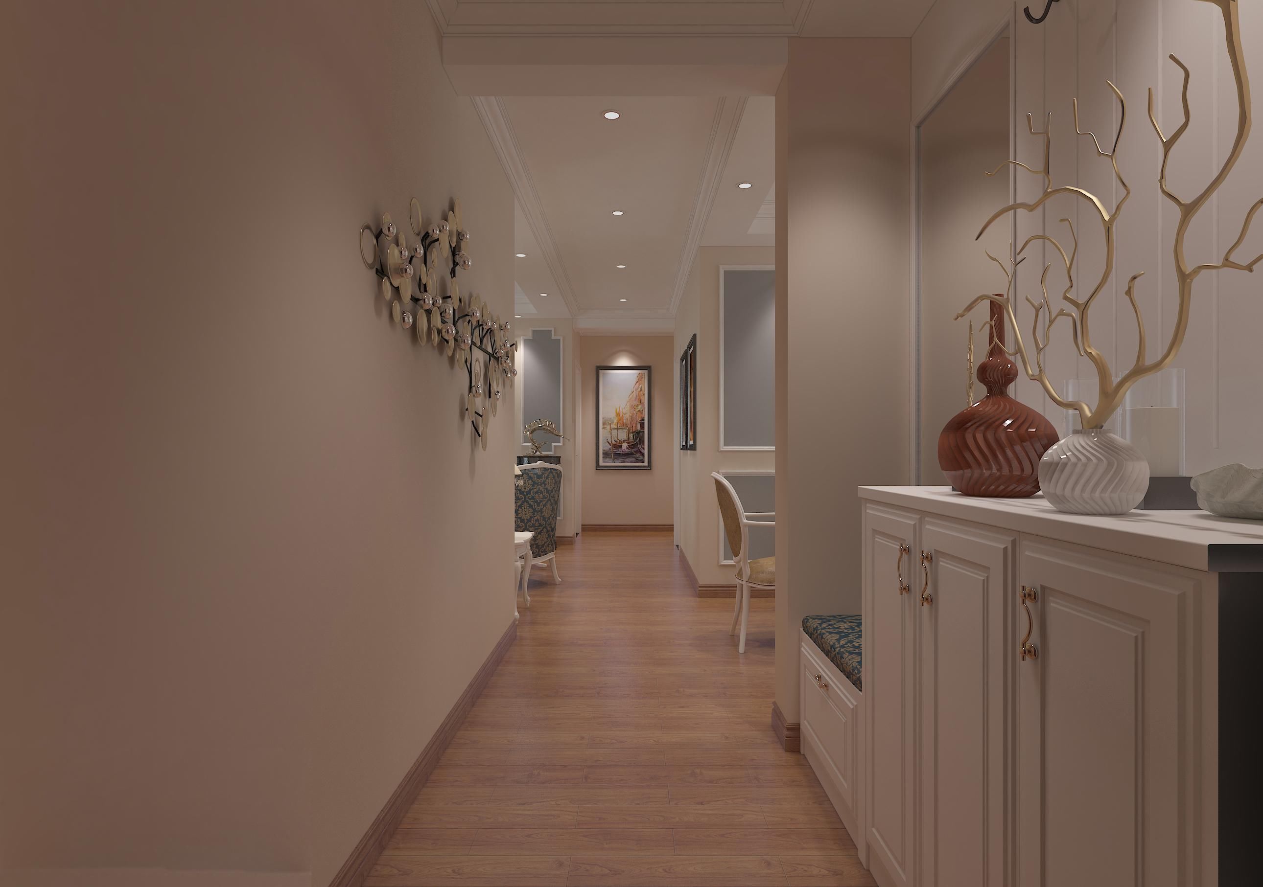 谦祥万和城126平三室两厅两卫简美风格效果图案例鉴赏