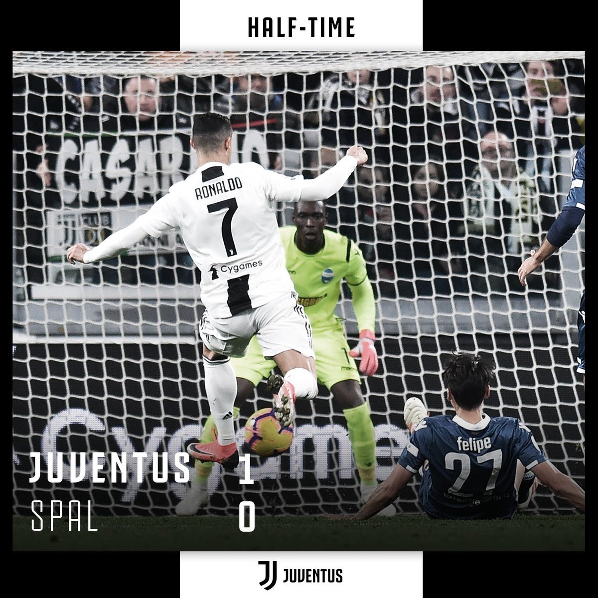 意甲-C罗门前垫射得分 尤文图斯半场1-0斯帕尔