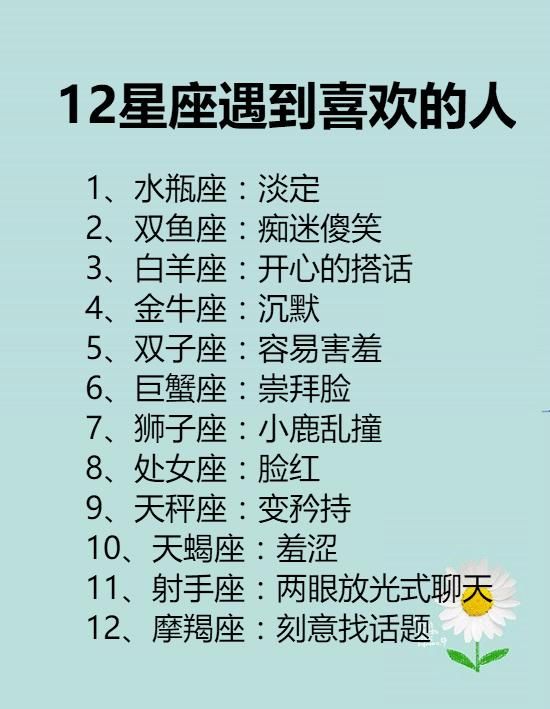 12星座遇到喜欢的人，第一反应是什么？