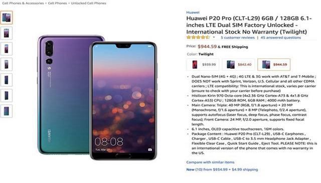 美国人也爱华为手机!华为P20在美国售价让国