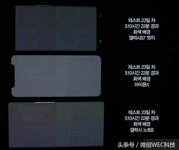 iPhone X 烧屏 测试:连续24天亮屏显示,三星No