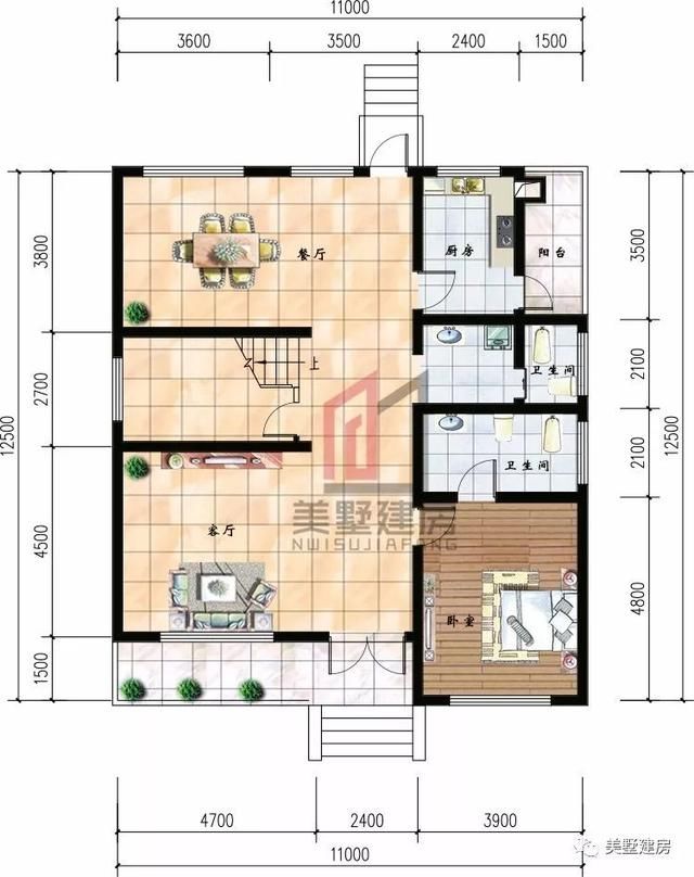 在农村盖房子建别墅，就要这种造型简单，户型实用的别墅！