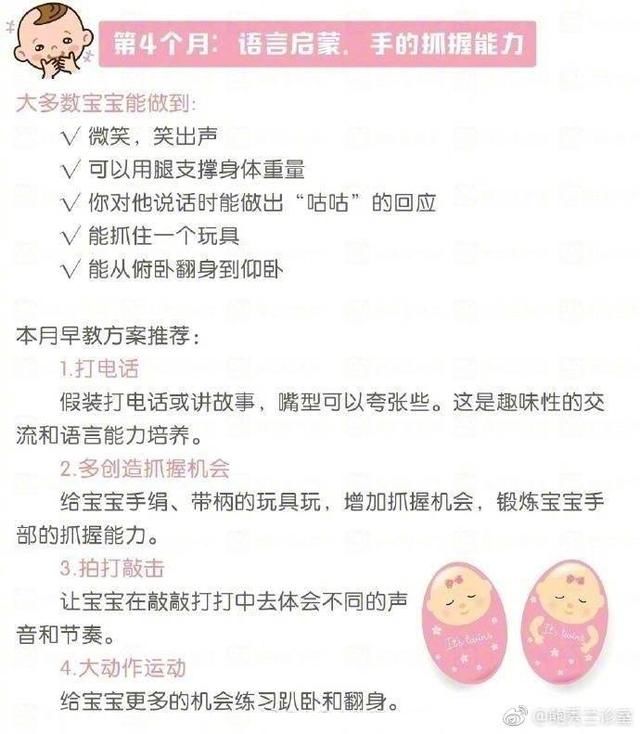 婴儿期每个月龄的小技能