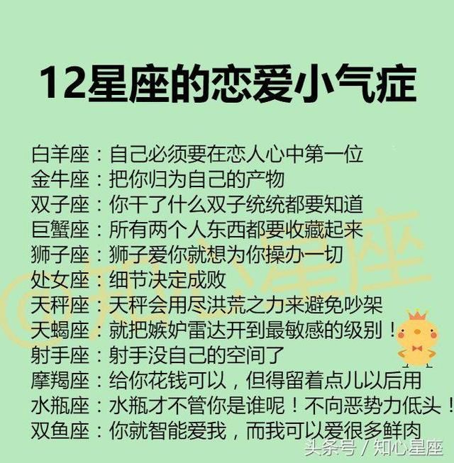 12星座的恋爱小气症，12星座男使用指南，吵架王排行