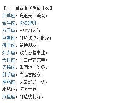 十二星座中彩票环游有钱后,手艺订机票去学好我要什么学女生变得图片