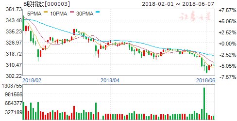 沪市B股指数报收309.76点 跌幅0.01%