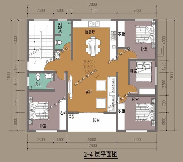 11x12米四层农村别墅，每层单独入户，农村建民宿可参考