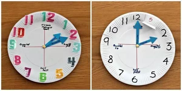时钟手工幼儿园玩教具手工时钟，培养孩子的时间观念