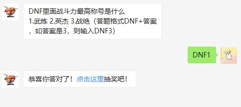 DNF里面战斗力最高称号是什么