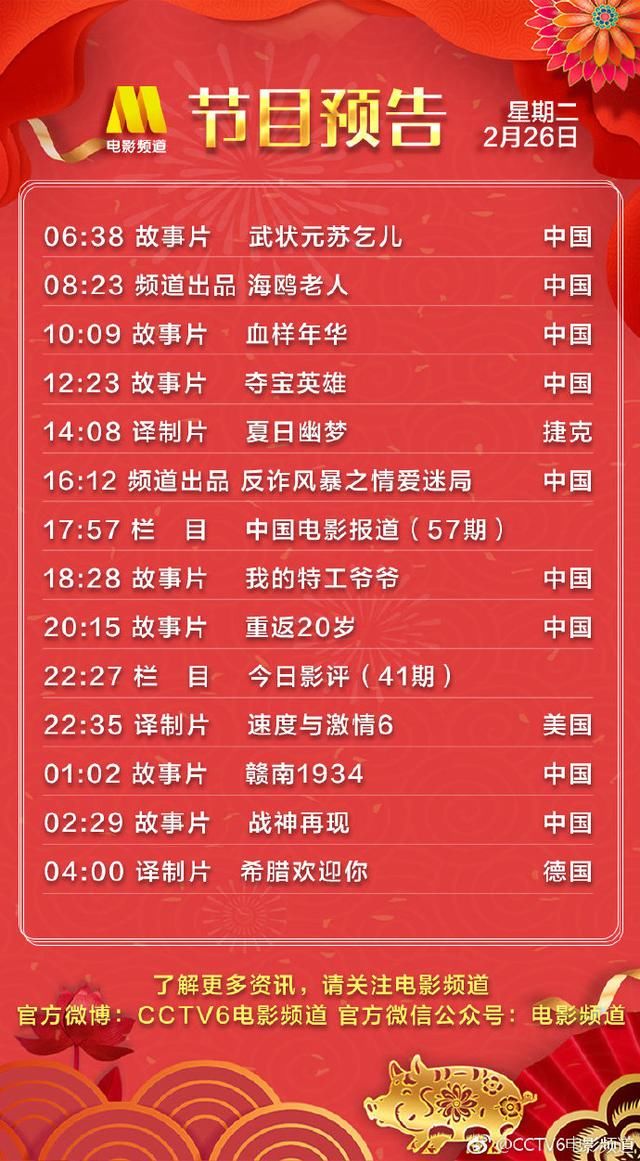 2月26日电影频道播出节目单!22:35 道恩·强森《速度与激情6》